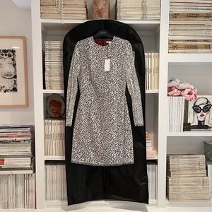 CLASSIC ladylike feminine silver Lace CARVEN dress NWT wedding holiday event 38